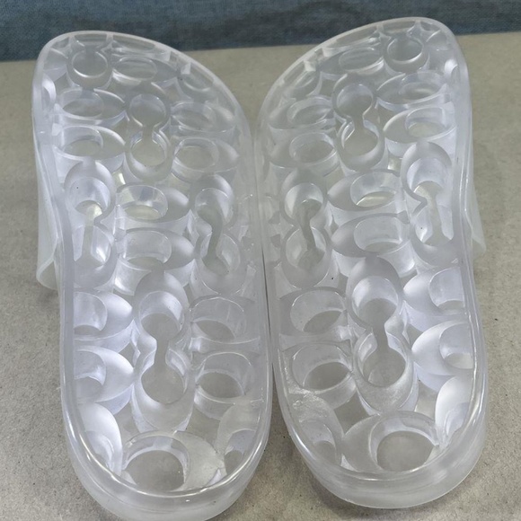 Coach Women's Clear Monogram Open Toe Transparent Slip On Flat Slide Sandals - Picture 9 of 9